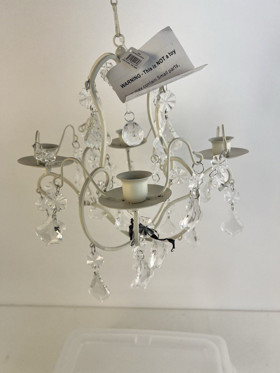 Ivory Baroque Candle Chandelier Elegant Crystals 11 - 26 Long with Chain
