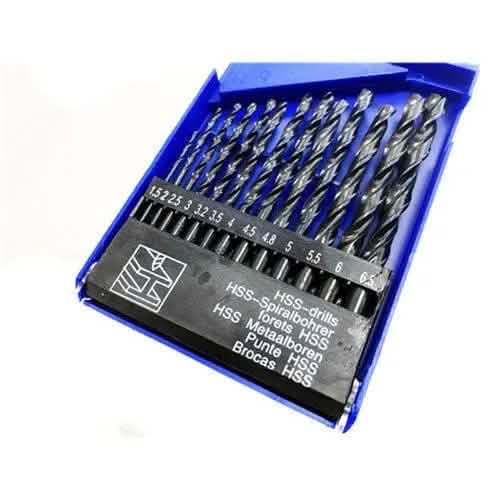 13PC HSS PRECISION DRILL BIT SET SPIRAL SHANK 1.5mm - 6.5mm BITS WOOD METAL