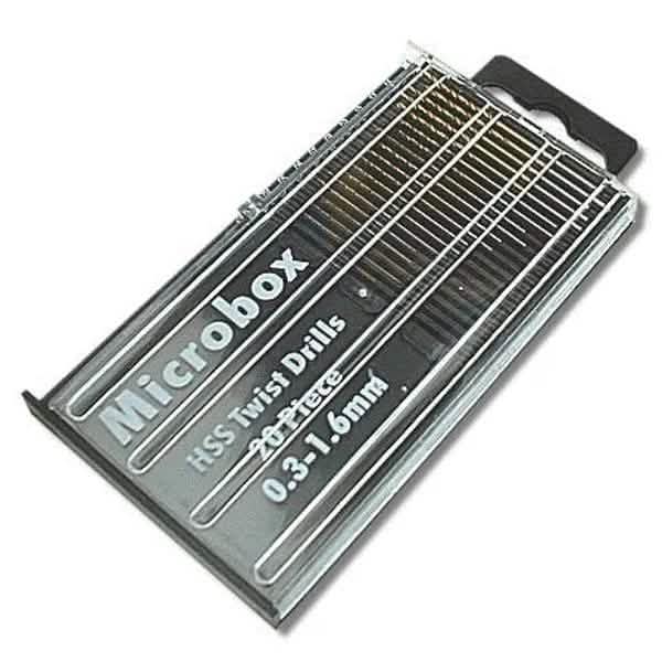 20Pc Microbox Of Precision Hss Drill Bits 0.3Mm To 1.6Mm