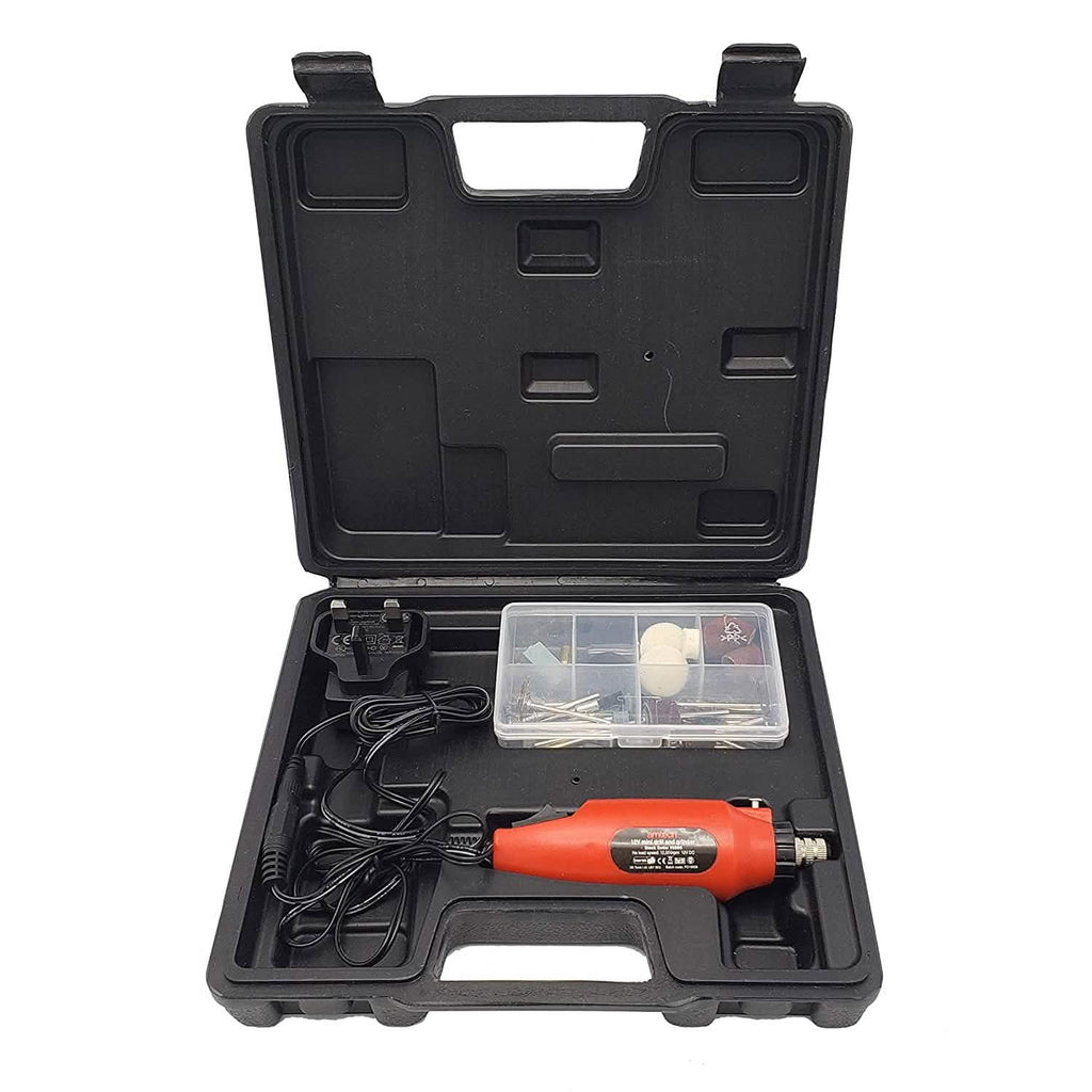 Mini Rotary Hobby Drill Grinder Tool + Bits + Case - 60pc - 3 Year Warranty